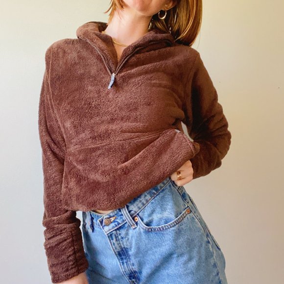 The North Face Tops - The North Face Chocolate Brown Teddy Quarter Zip